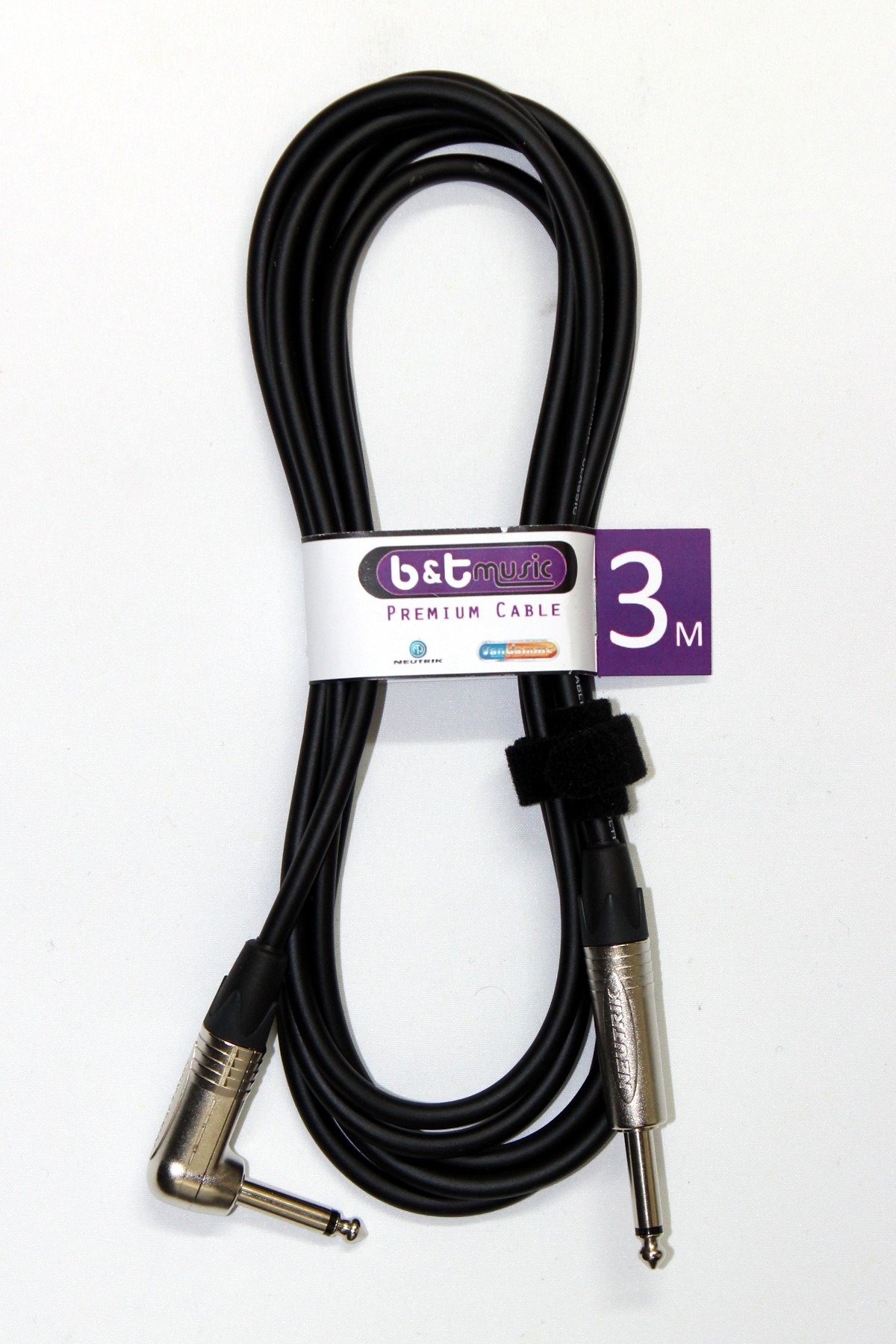 B&T Music Premium Cable 3m Jack To Angle Jack - Black
