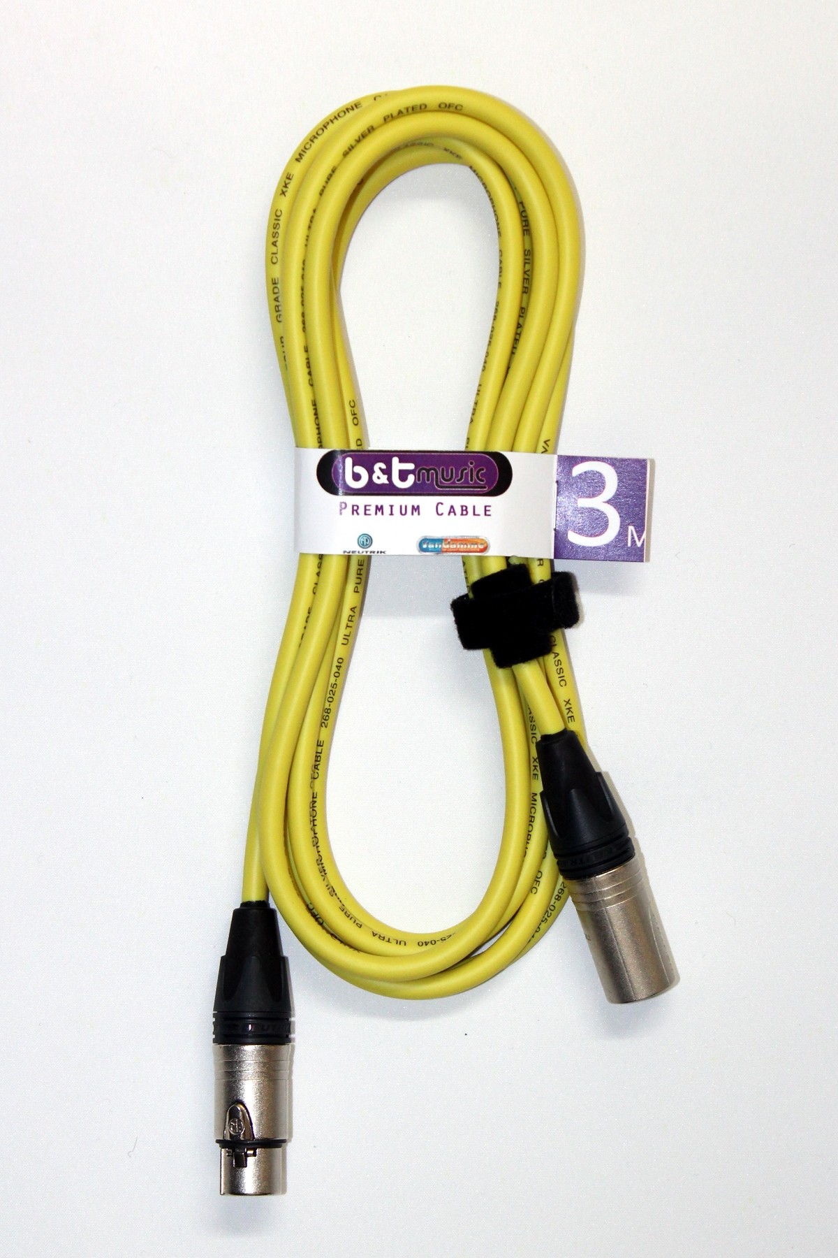 B&T Music Premium Cable 3m XLR To XLR - Yellow