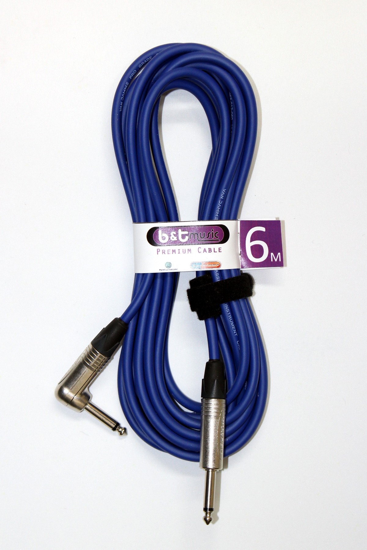 B&T Music Premium Cable 6m Jack To Angle Jack - Blue