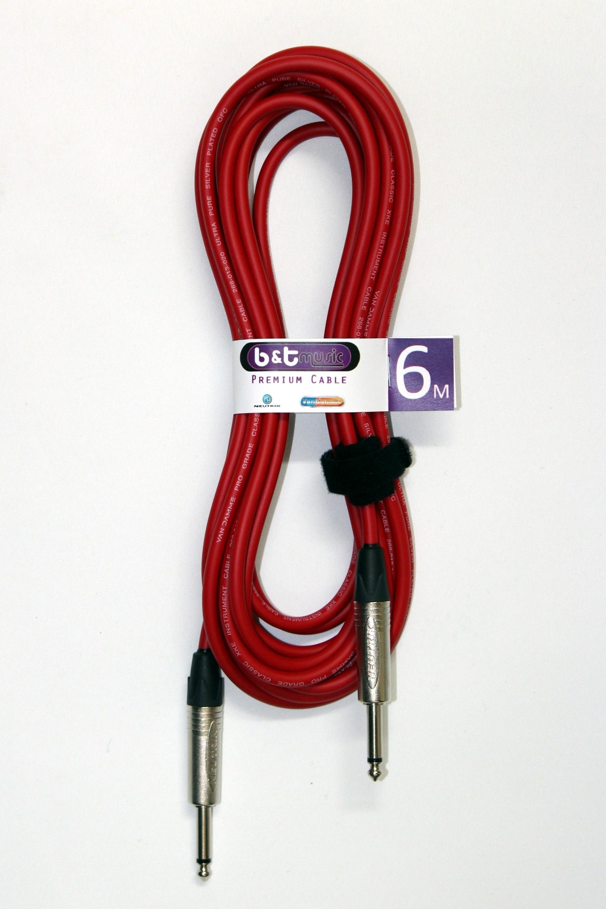 B&T Music Premium Cable 6m Jack To Jack - Red