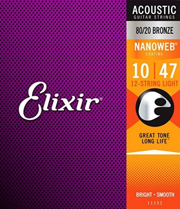 Elixir Bronze Wound Nanoweb Light 12-String Acoustic Set 10-47