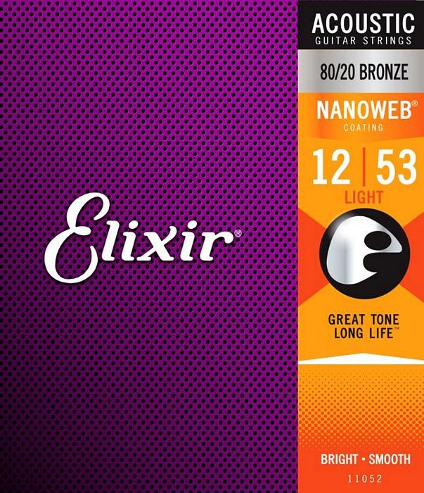 Elixir Bronze Wound Nanoweb Light Acoustic Set 12-53