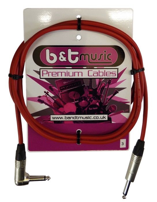 B&T Music Premium Cable 3m Jack To Angle Jack - Red