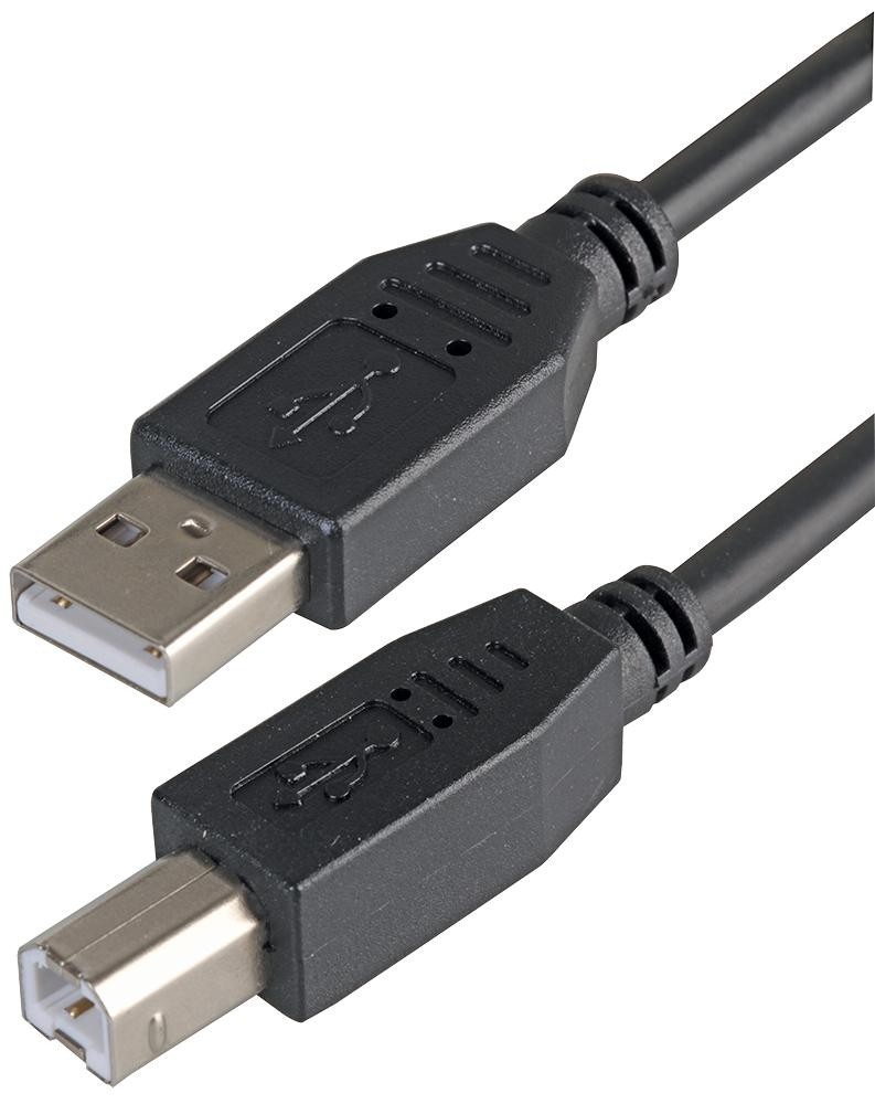 USB 2.0 A Plug to B Plug Cable, 3m Black