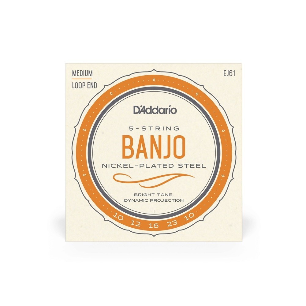 DAddario EJ61 5-String Banjo, nickel, Medium, 10-23