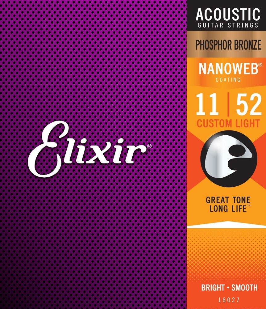Elixir Acoustic Nanoweb Phosphor Bronze Custom Light 11-52