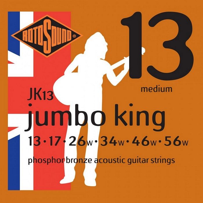 Rotosound JK13 Jumbo King Acoustic, Medium, 13-56 Phosphor Bronze
