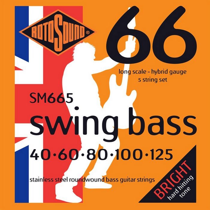 Rotosound SM665 Swing Bass 66 Stainless Steel 5-String Bass strings 40-125