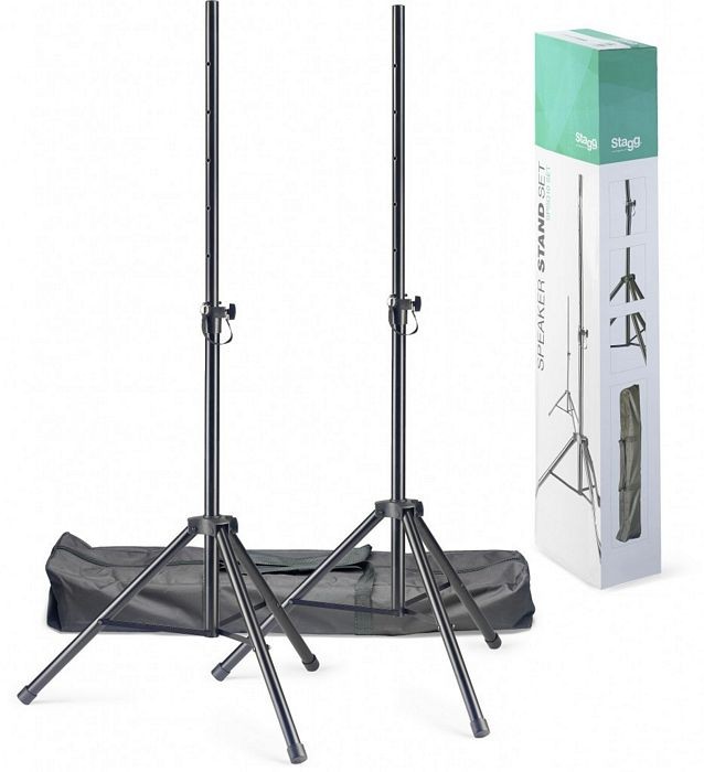 Stagg SPSQ10 Set Pair of Steel Speaker Stands with bag