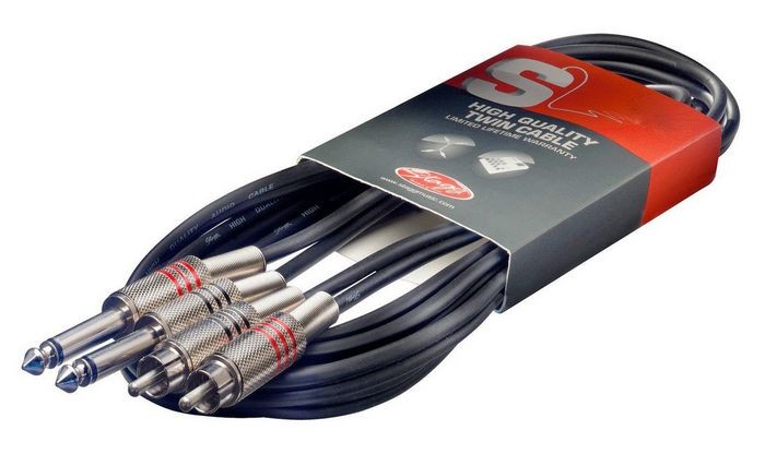 Stagg STC6PCM Dual Mono Jack to Phono Cable 6m Black