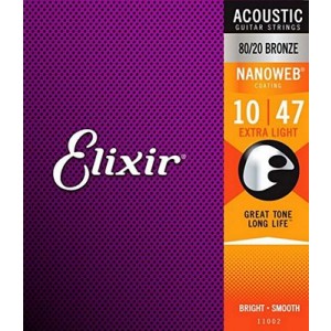 Elixir Bronze Wound Nanoweb Extra Light Acoustic Set 10-47