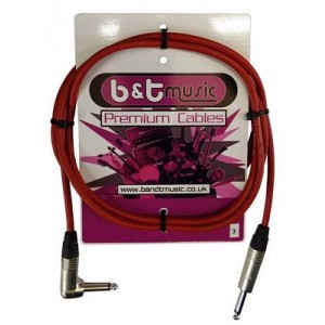B&T Music Premium Cable 3m Jack To Angle Jack - Red