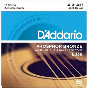 DAddario EJ38 10-47 12-String Set Phosphor Bronze