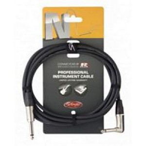 Stagg 3m Straight to Angled Instrument Cable - Deluxe BLACK