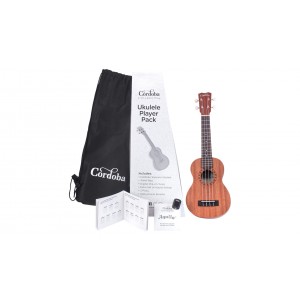 Cordoba Soprano ukulele Player pack w/ drawstring bag, tuner & book