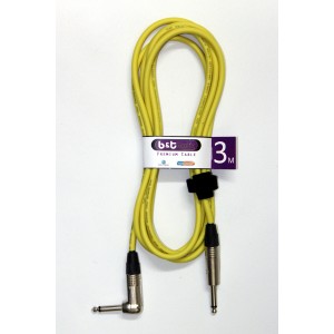B&T Music Premium Cable 3m Jack To Angle Jack - Yellow
