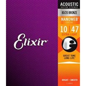 Elixir Bronze Wound Nanoweb Extra Light Acoustic Set 10-47